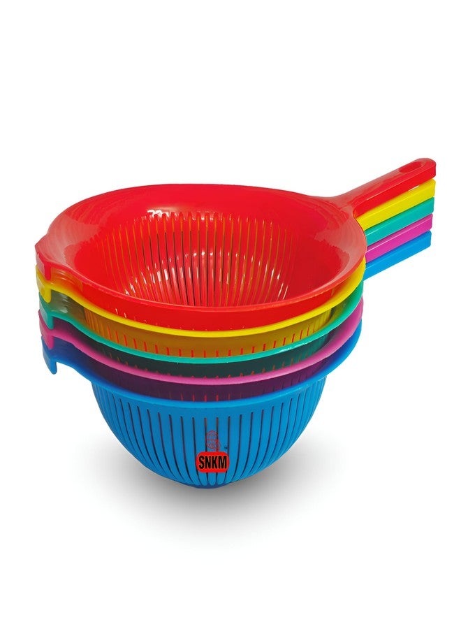 SNKM Plastic Colander Handle Basket | Round Strainer for Pasta, Noodles, Spaghetti, Fruits and Vegetables Multipurpose | Home Kitchen Organiser (1.5 LTR, Medium, Multicolour, Pack of 2) - Image 5